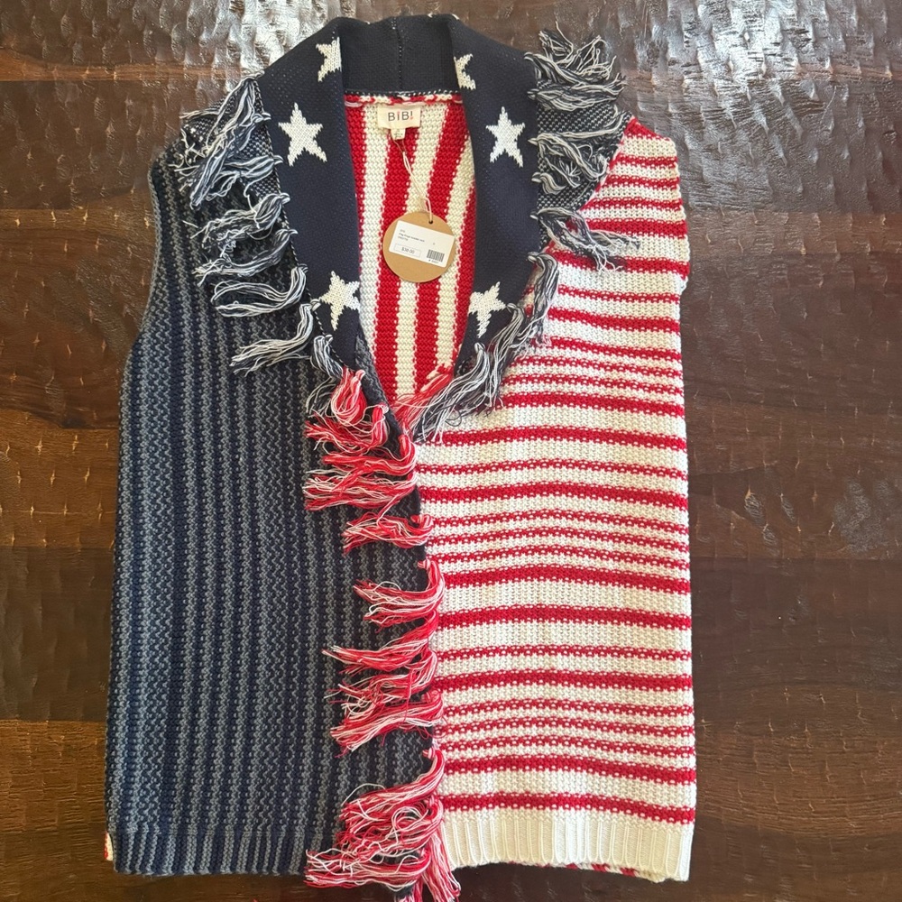 BiBi Americana Knit Vest in Red, White & Blue Small